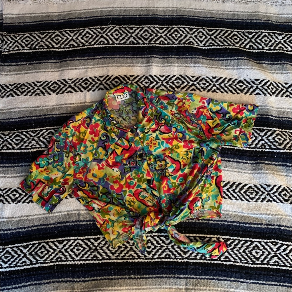Vintage Clio Multicolor Tie front Top